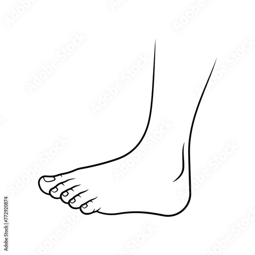 Side view of human footline art vector isolated on white background.