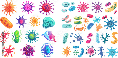 Microorganism, bacteria, virus cell, bacillus, disease bacterium and fungi cells