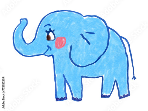 Felt pen vector illustration of child drawing of cute elephant © Sonya illustration