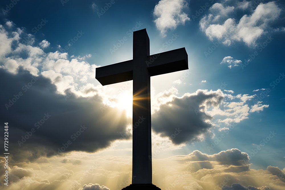 A cross breaking through the clouds A cross breaking through the clouds