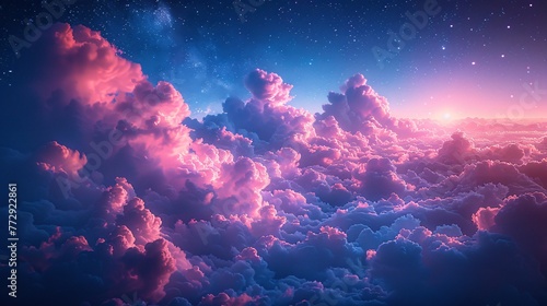 Pink Clouds in the Sky A Dreamy Nighttime Scene Generative AI © Bipul Kumar