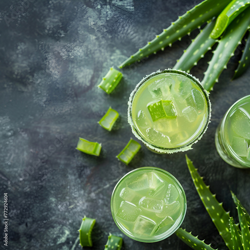 Cold drinks with aloe vera photo