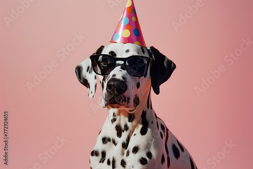 Playful Dalmatian Birthday Portrait, Birthday Celebration