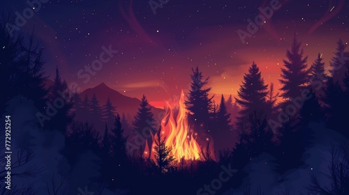 Nighttime fire photo