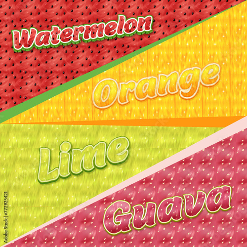 watermelon orange lime guava text style and background editable text