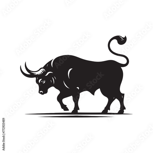 Vector Silhouette of an Ox Symbolizing Resilience and Endurance in Simplistic Elegance- OX black vector stock