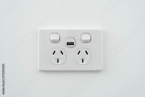 Socket With Usb Interface Switch White Wall