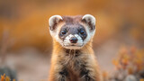 endangered weasel or ferret , Earth Day or World Wildlife Day concept. Save our planet, protect green nature and endangered species, biological diversity theme