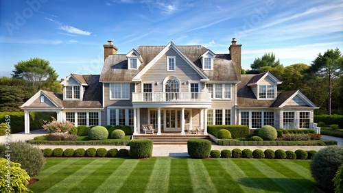 Hamptons style house architecture with beach and ocean inspired designs © vectorize