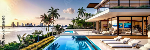 Luxury villa with a private pool and palm trees, a dream destination for an exclusive tropical getaway