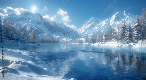 Snowy Mountainside Serenity A Winter Wonderland Generative AI © Bipul Kumar