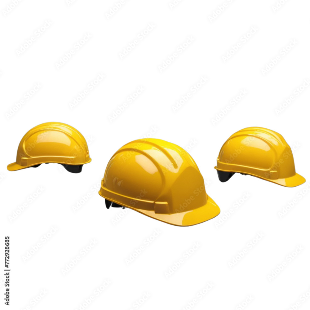 yellow construction helmet from different views on Isolated transparent background png. generated with AI yellow construction helmet from different views on Isolated transparent background png. generated with AI