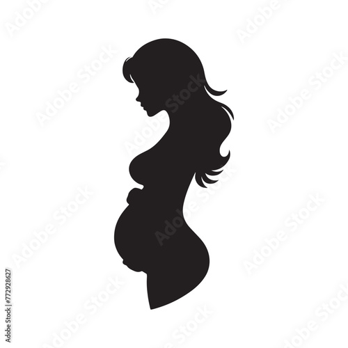 Vector Silhouette of a Pregnant Woman Embracing Maternal Serenity and Radiance- pregnant woman vector stock