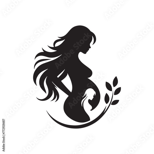 Vector Silhouette of a Pregnant Woman Embracing Maternal Serenity and Radiance- pregnant woman vector stock