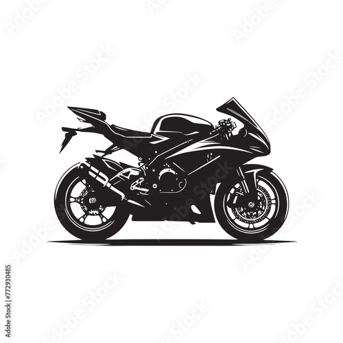 Vector Silhouette of a Super Bike Racing with Lightning Velocity and Precision- Superbike vector stock.