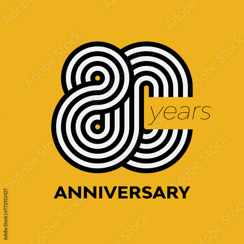 80 years retro anniversary vector template template template design illustration