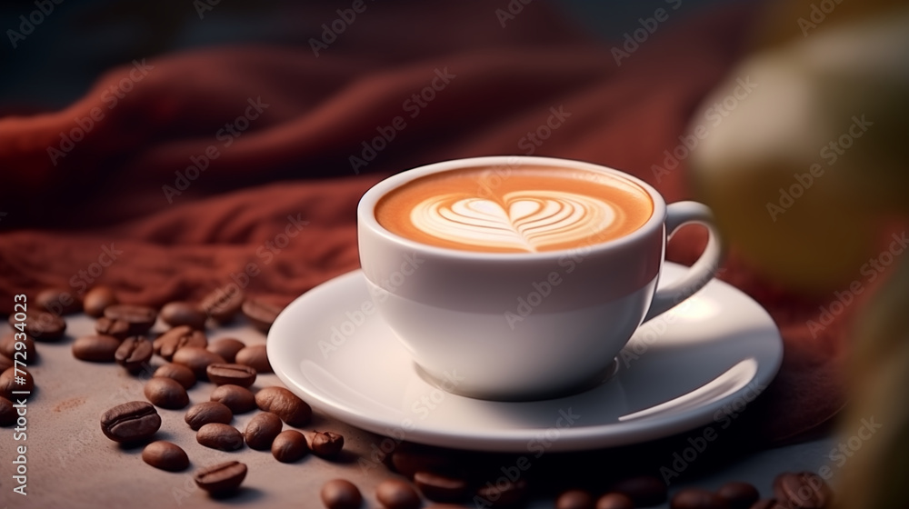 One cup of coffee. Aesthetic image for background. Hot drink advertising One cup of coffee. Aesthetic image for background. Hot drink advertising