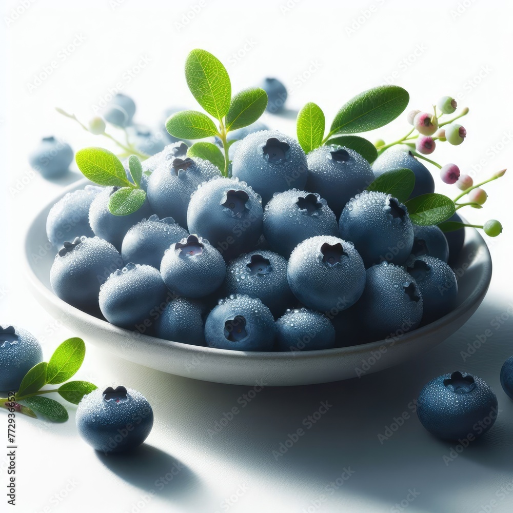 branch of blueberries with a white background branch of blueberries with a white background