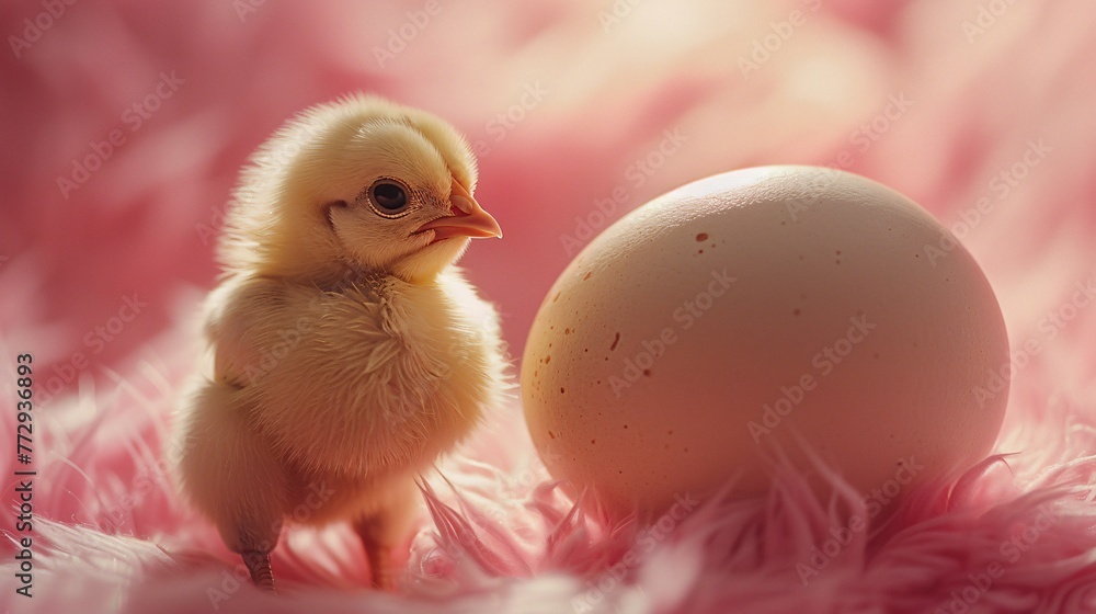 Chick-a-doodle A Pink Peek at a Baby Chick and Its Egg Generative AI Chick-a-doodle A Pink Peek at a Baby Chick and Its Egg Generative AI