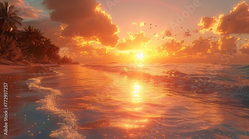 Sunset Serenade A Glorious Glimpse of the Sun Setting Over the Ocean Generative AI