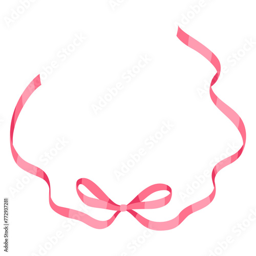 Curly ribbon with bow. Beautiful decorative elegant tape.