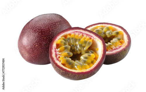 Passion Fruit Halved: A Tempting Treat isolated on transparent Background