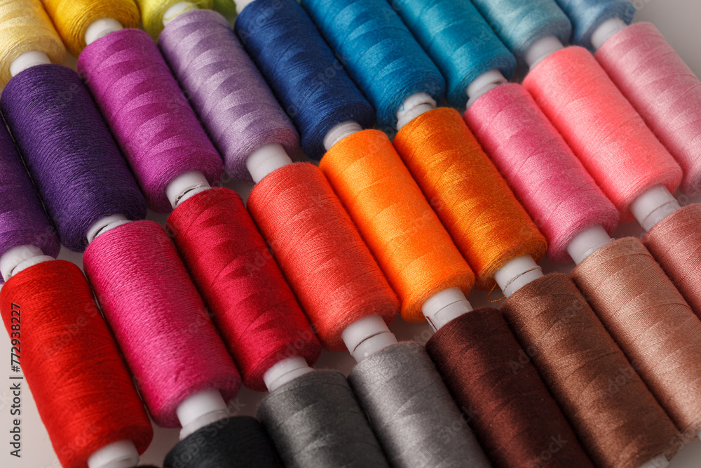 Set of colorful spools of thread Set of colorful spools of thread