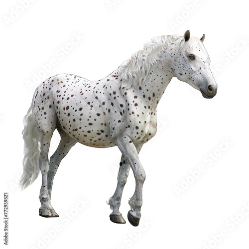 horse breed Appaloosa with spots galloping, Appaloosa horse in the pasture at sunset, white horse with black and brown spots. yearling baby horse isolated on white background png