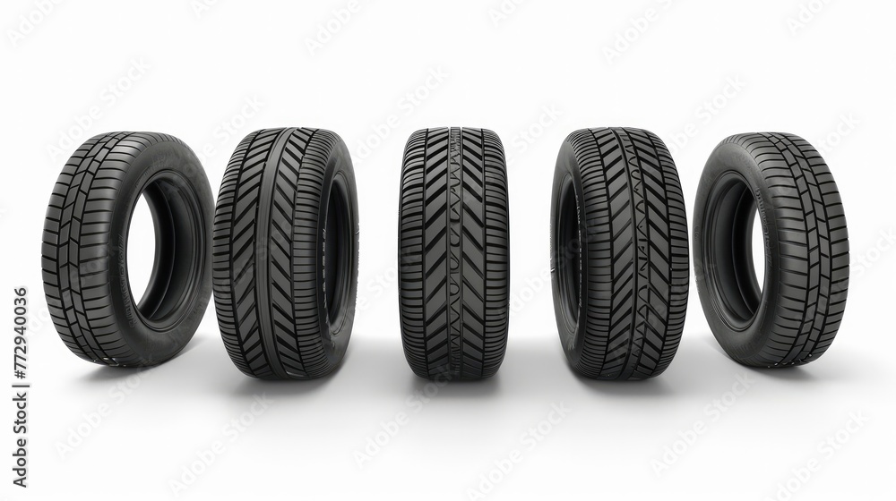 tire set collection. Isolated on white background Generative AI tire set collection. Isolated on white background Generative AI
