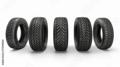 tire set collection. Isolated on white background Generative AI