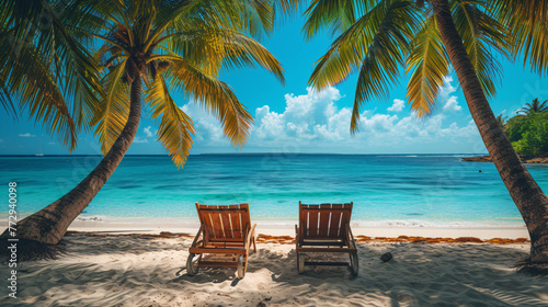 two chairs on a beach © Mihai