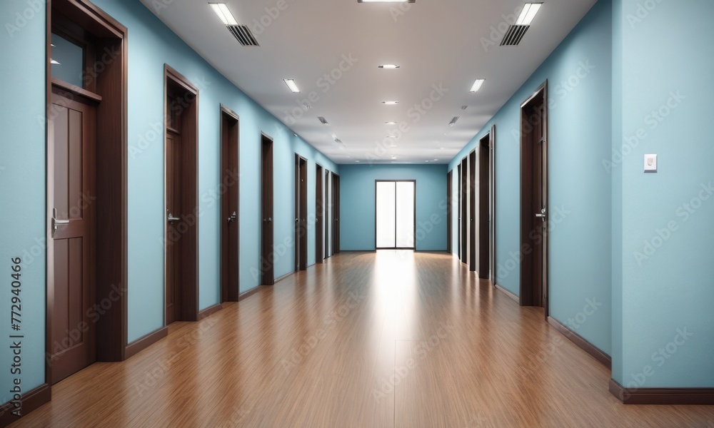 Obraz premium Empty hallway background evokes spacious tranquility, inviting contemplation and serenity