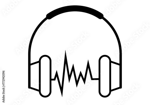 Icono de auriculares en fondo blanco.