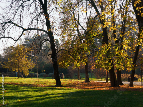 Sempione park in Milan, Italy, at fall