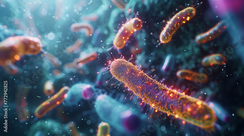 Macro view of healthy gut bacteria and microbes © Ummeya