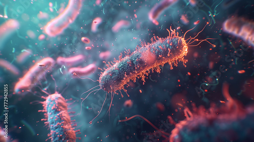 Macro view of healthy gut bacteria and microbes © Ummeya
