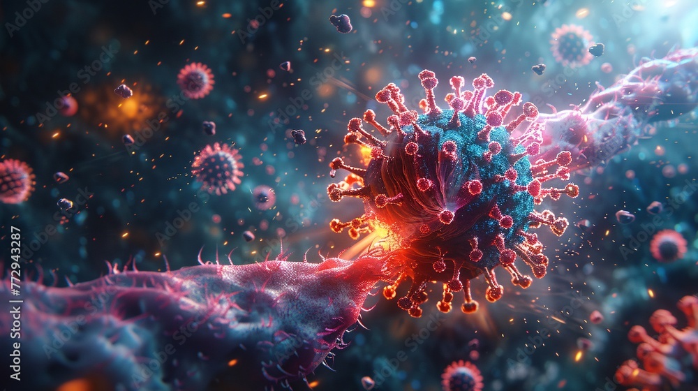 Alien Virus A Visualization of the COVID-19 Pandemic Generative AI - obrazy, fototapety, plakaty 