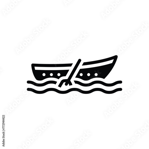 Black solid icon for rowing boat