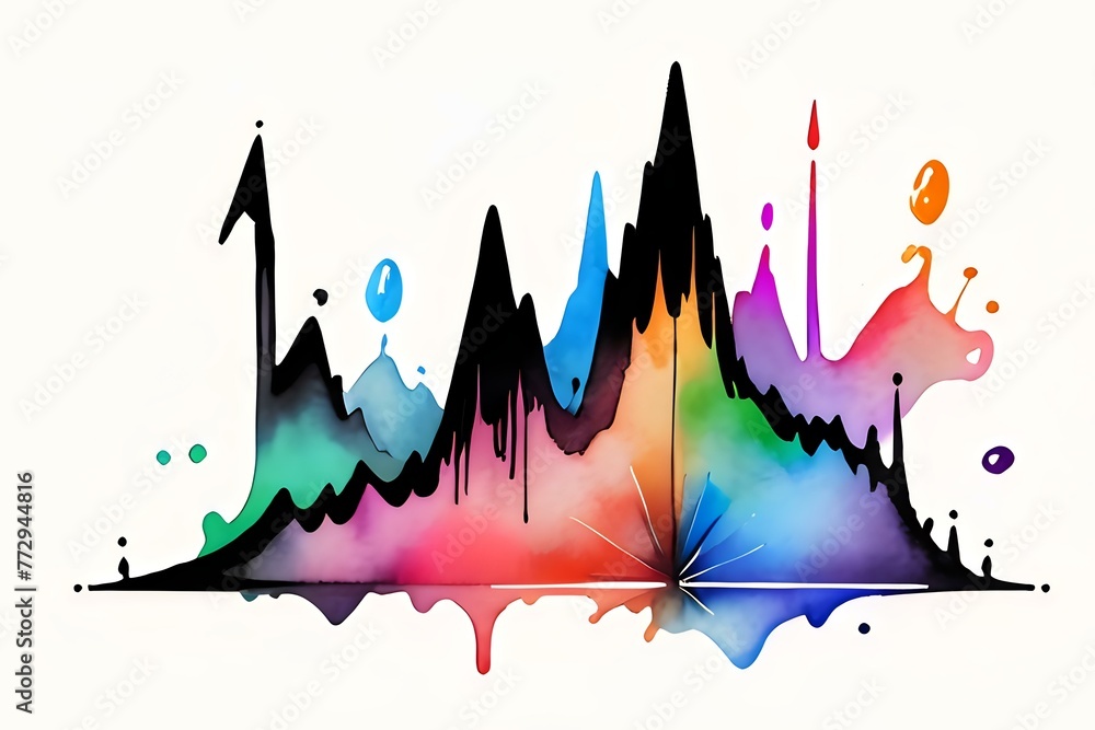 Obraz premium Vibrant Growth Spectrum. An abstract inkblot visualizing upward growth, perfect for concepts of success, analytics, and dynamic change.