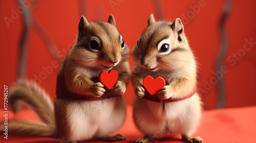 two squirrels holding a heart © Mihai