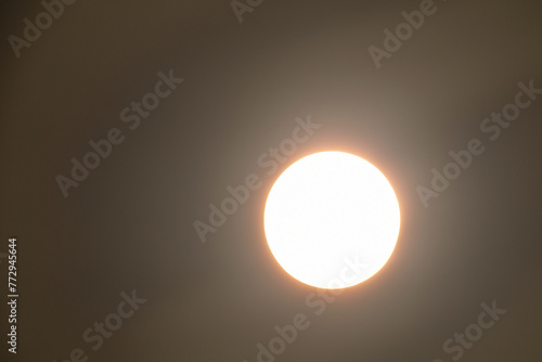 Solar eclipse. Eclipse with ring of fire due to the moon coming between the Earth and the sun. Solar eclipse on April 8, 2024. Solar Eclipse of the Sun on a Cloudy Day. Close-up