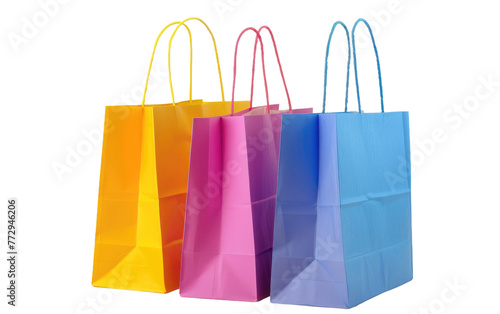 Varieties of Shopping Bags: Emptied Colorful Paper Handbag isolated on transparent Background