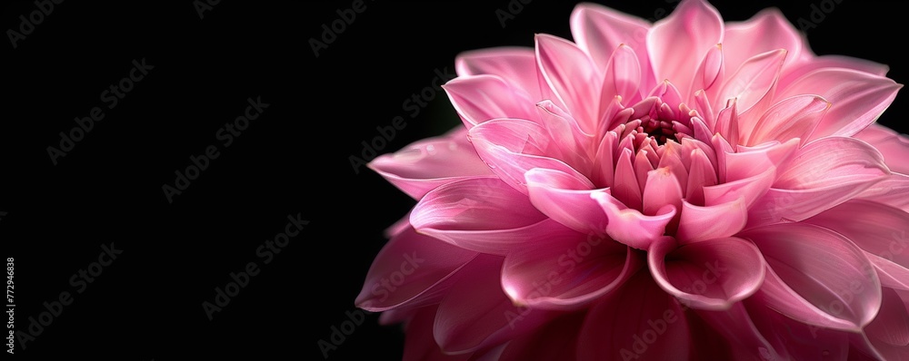 Fototapeta premium Vibrant pink dahlia flower on a dark background