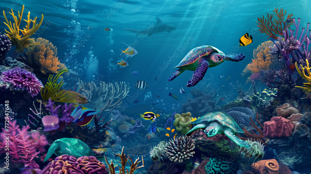 Underwater Wonderland: Vibrant Marine Background Underwater Wonderland: Vibrant Marine Background