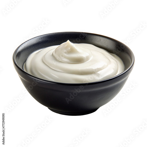 Bowl of sour cream isolated on transparent background