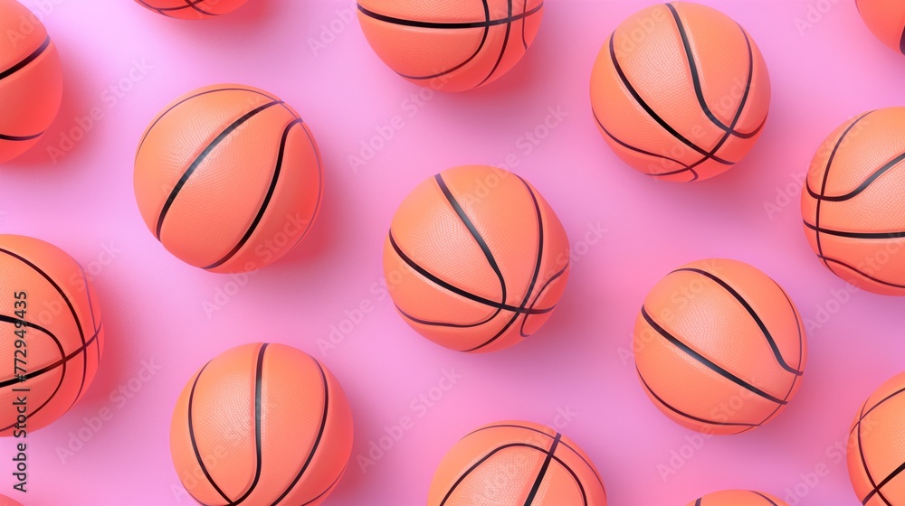 Obraz premium Basketball pattern texture on pastel background