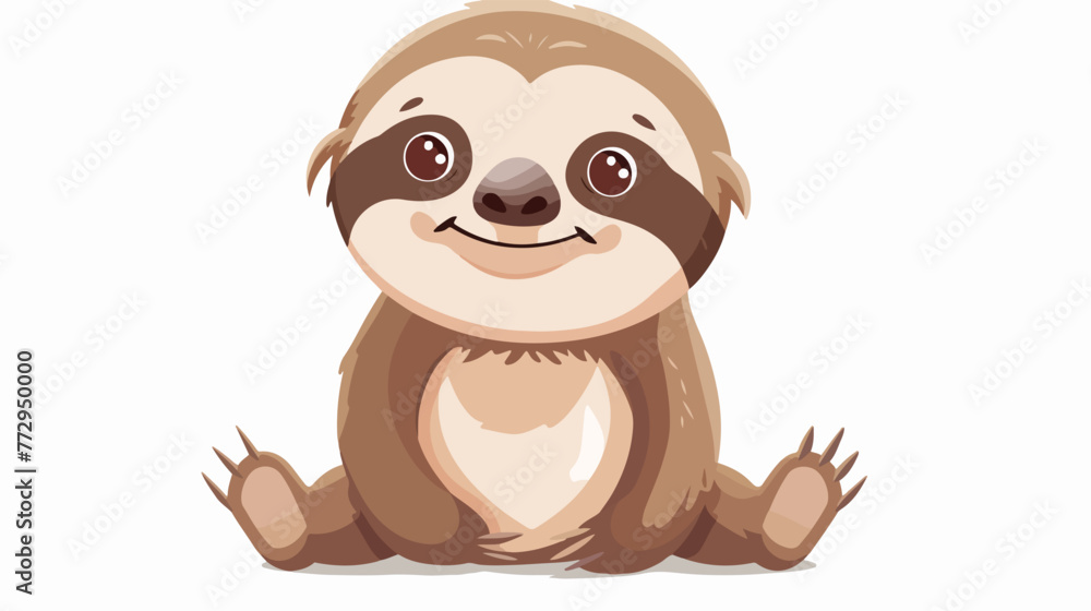 Baby sloth sitting flat vector 