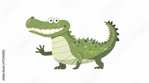 Funny crocodile waving hand 