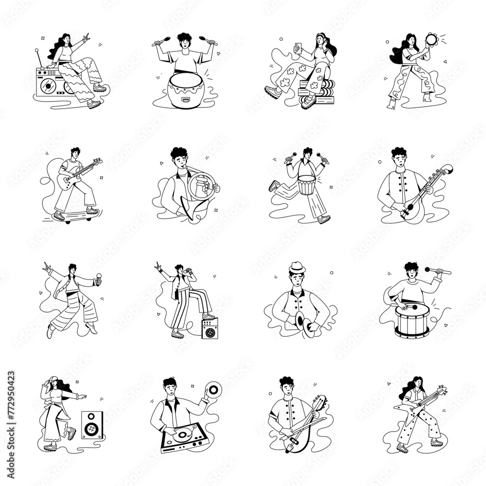Rock Band Musicians Flat Character Icons
Rock Band Musicians Flat Character Icons