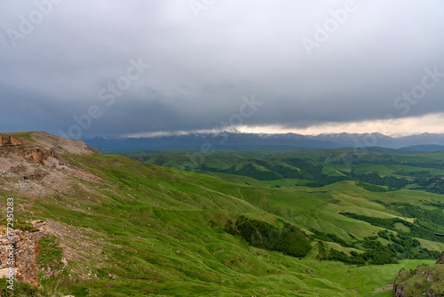 Picturesque summer view of Bermamyt plateau. One of the most picturesque attractions in the south of Russia. 